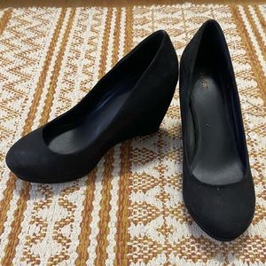 Black suede wedges